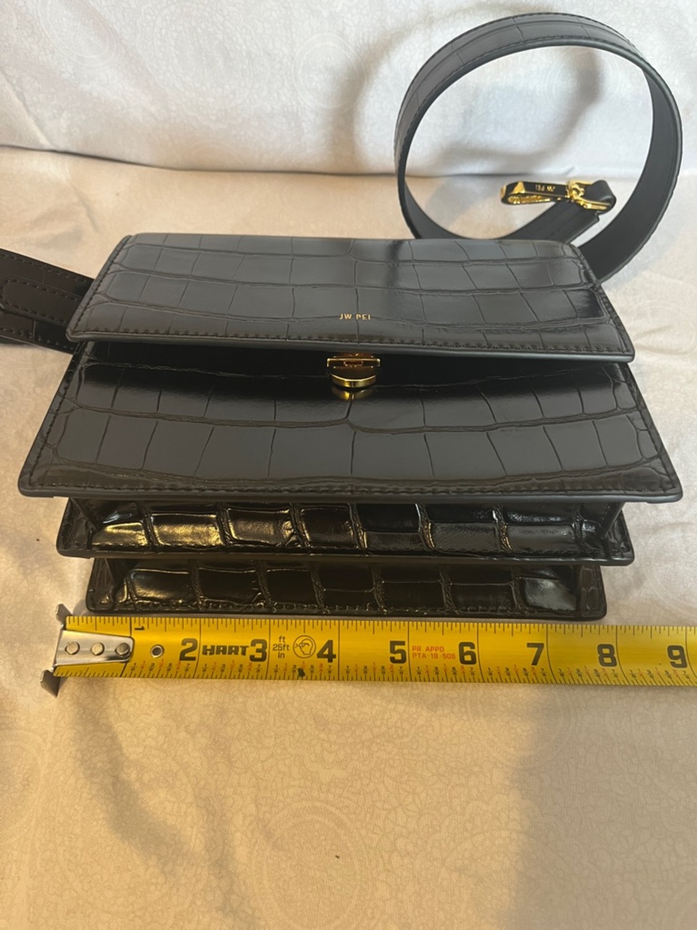 JW PEI Black Croc-Embossed Leather Crossbody Bag New Without Tags - Picture 7 of 10